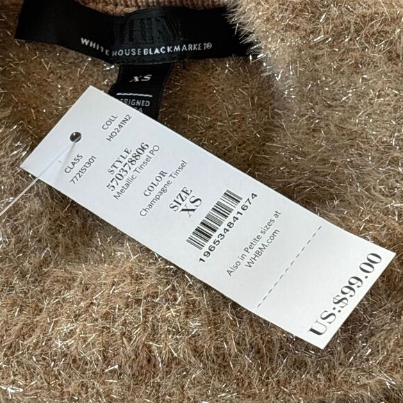 NWT WHBM white house black market champagne tinsel sweater holiday metallic fitM - Picture 8 of 11